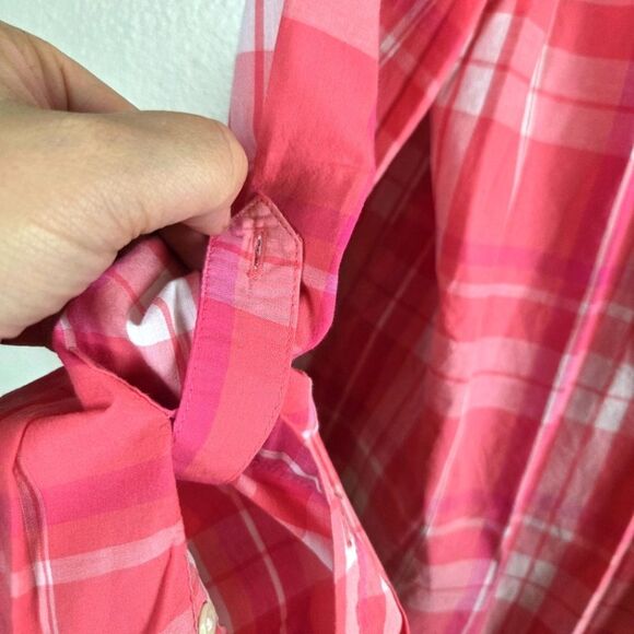Tommy Hilfiger Women's Classic Fit Button Down Roll Tab Pink Plaid Shirt Large - Picture 6 of 9